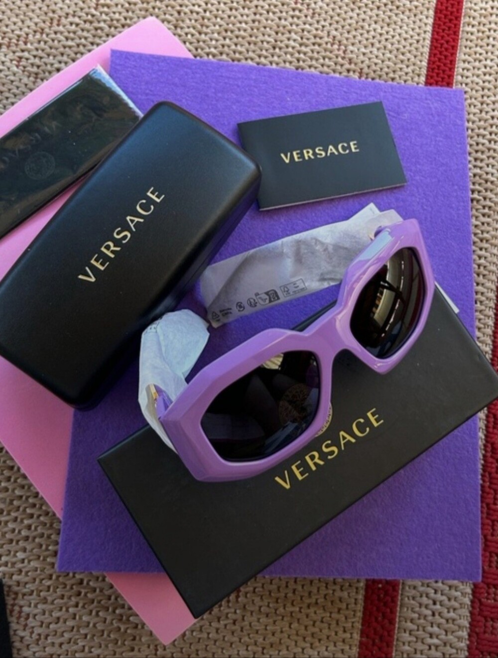 Versace Purple Oversized Cat-Eye Sunglasses FULL inclusion NiB